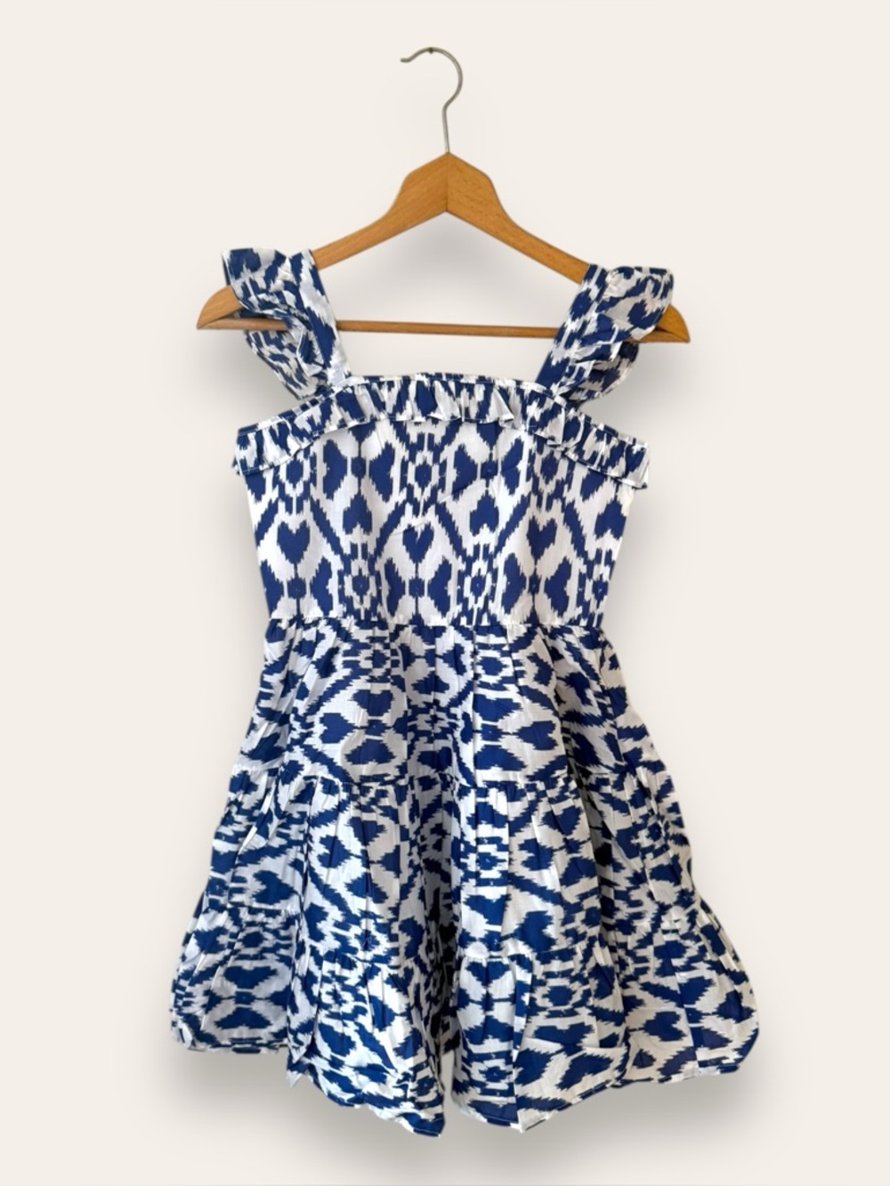 NWT Janie and Jack Ikat Ruffle Trim Sundress Bright Night Print 12 Girl's